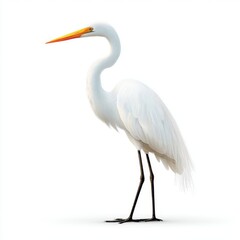 Obraz premium Elegant Great Egret Standing Tall White Plumage Black Legs Orange Beak