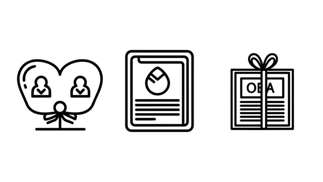 Relationship Data and Gifting Icons Featuring Heart Avatars, Statistical Reports, and Online Behavioral Advertising Concepts