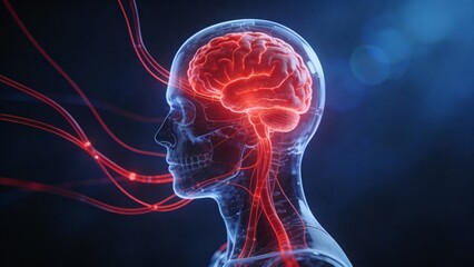 Human brain and nervous system illustration