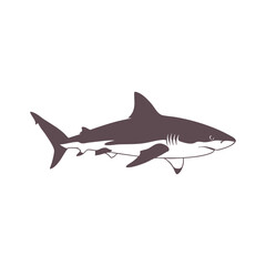 Obraz premium Great White Shark Silhouette. Vector Illustration of a Predatory Sea Fish for Marine and Ocean Designs