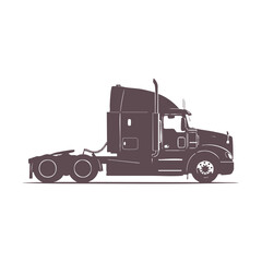 Heavy Duty Semi-Truck Silhouette. Vector Illustration of a Large Freight Trailer for Logistics and Transport