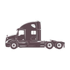 Heavy Duty Semi-Truck Silhouette. Vector Illustration of a Large Freight Trailer for Logistics and Transport