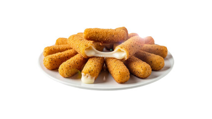 Fototapeta premium Fried mozzarella cheese sticks on white plate