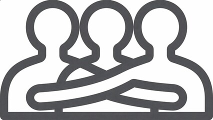 Three abstract human figures in a line