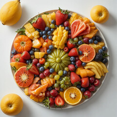 Overhead View of Fresh Fruit Platter &ndash; Vibrant Summer Healthy Food