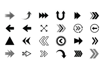 Vector Arrow Icon Set. Collection of Black Minimalist Directional Symbols and Pointers
