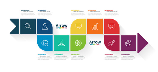 Modern arrow diagram infographic template.