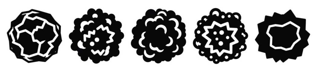 hailstone silhouette vector icon set, black color and white background