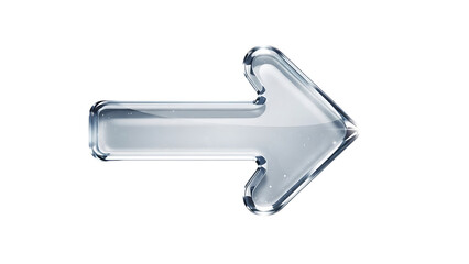 Isolated glass right turn arrow on transparent background