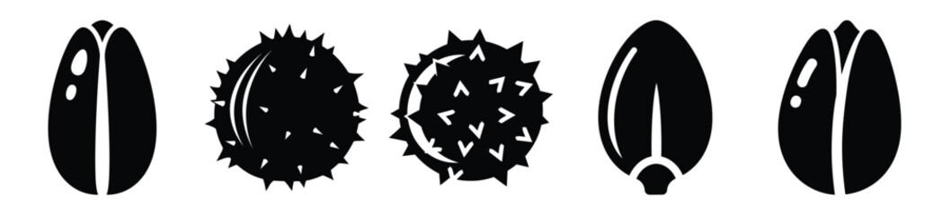 Fototapeta premium pollen grain silhouette vector icon set, black color and white background