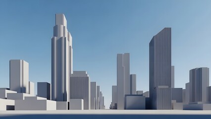 Modern cityscape with sleek skyscrapers and urban architecture.
