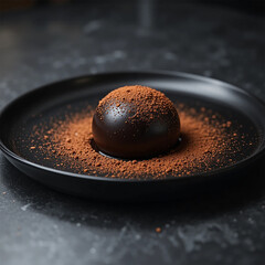 Luxury Dark Chocolate Dessert with Cocoa Dust &ndash; Fine Dining Elegance
