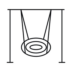 Park swing outline vector icon suitable for design and illustration projects featuring outdoor recreational equipment