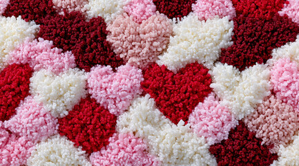 Valentine s Day Heart Pom Pom Background A Colorful and Festive Display of Affection and Love