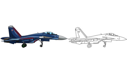 Sukhoi Su 30 Flanker Fighter Jet Technical Illustration and Modern Military Aircraft Design