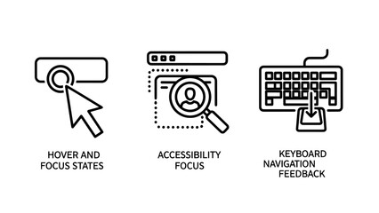 Web accessibility icons for hover and focus states keyboard navigation feedback and inclusive design