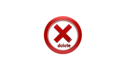 Obraz premium Red Delete Symbol on Transparent Background