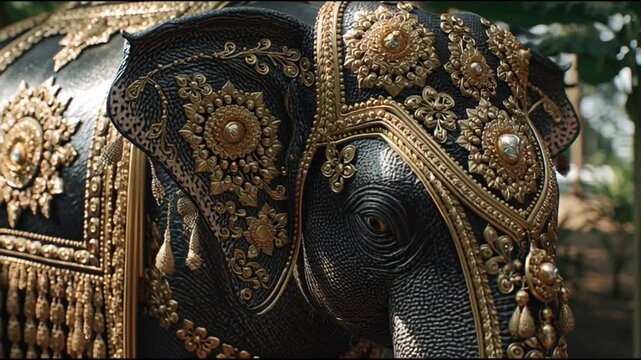 Majestic Elephant Head Dress Traditional Indian Festival Decor