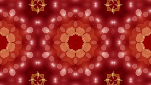 Red kaleidoscope bokeh abstract animation background. futuristic circle motion.