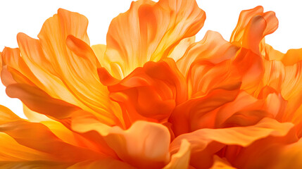 Obraz premium Vibrant close up macro shot reveals translucent orange flower petals glowing with intense warm light on transparent background