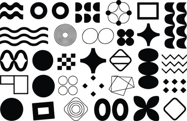 Fototapeta premium Set of seamless black and white geometric vector patterns featuring dots and artistic tile textures for elegant wallpaper design and decorative illustration elements