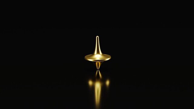 Golden Spinning Top with Floor Reflection - Seamless Loop Animation