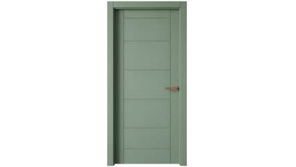 Modern sage green interior door PNG isolated on transparent background, contemporary panel door for architecture and design projects © Sean