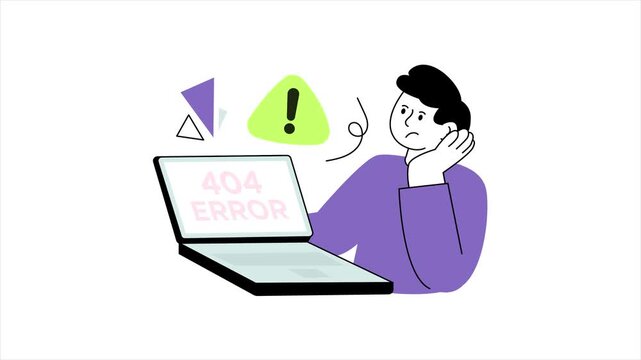 Man Facing Error 404 2D Animation MP4 File