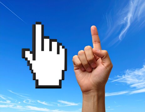 Hand pointing up at cursor icon. - Powered by Adobe