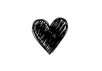 Hand-drawn heart icon isolated on transparent background