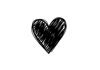 Hand-drawn heart icon isolated on transparent background