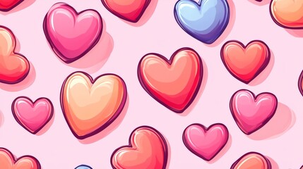 Romantic background with hand-drawn red and pink hearts seamless pattern, ideal for valentine's day or love-themed projects