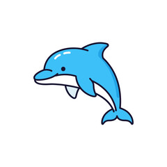 Fototapeta premium Adorable blue dolphin leaping joyfully in the air, a captivating symbol of freedom and aquatic life