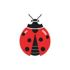 Obraz premium A simple, stylized illustration of a classic ladybug with red wings and black spots, set against a clean white background
