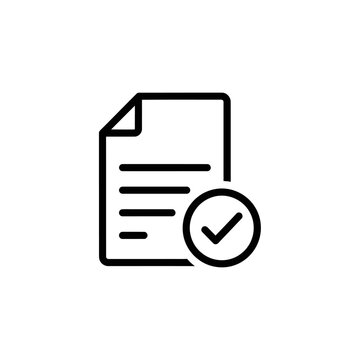 Professional Document Verification Icon, Checkmark on Paper for Validation and Approval