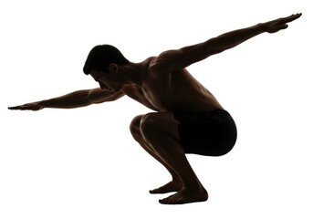 Silhouette of Man Performing Squat Exercise.