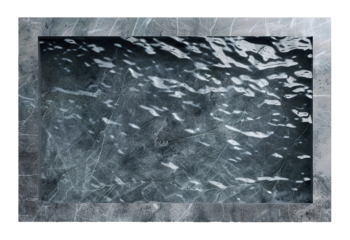 A small rectangular modern reflecting pool with water. The pool has clear edges and a smooth surface that reflects light. It sits on a transparent background
