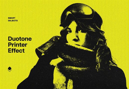 Duotone Printer Photo Effect Mockup