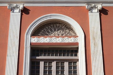Remedios town, Cuba. Theatre building architecture in ornate colonial style.