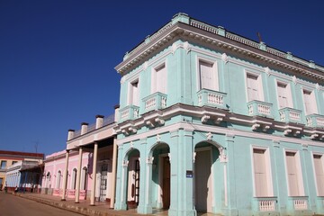 Remedios town, Cuba - main square old architecture.