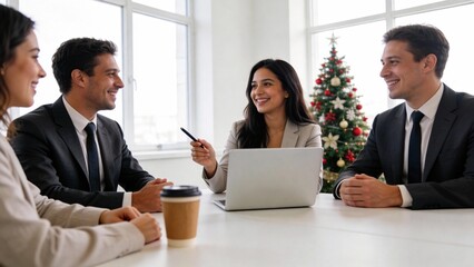 Obraz premium Business meeting with Christmas tree