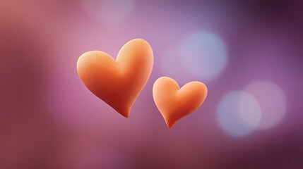 Floating 3D Soft Hearts on a Vibrant Purple Background with Bokeh Light Effects for Romantic, Love, and Valentine&rsquo;s Day Themes