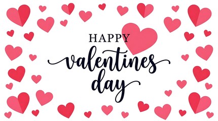 A festive Valentine's Day graphic with hearts and a happy message