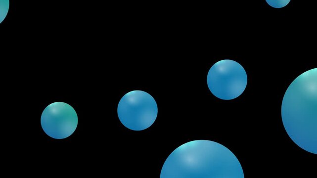 Vibrant blue bubbles floating in black space