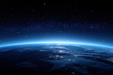 Obraz premium Earth from Space with Starry Night