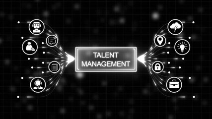 Talent Management Concept with Digital Icons and Futuristic Interface