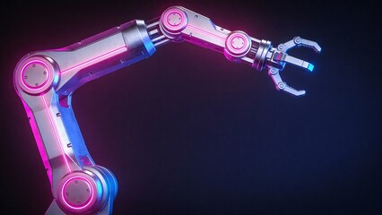 Futuristic robotic arm with neon lights