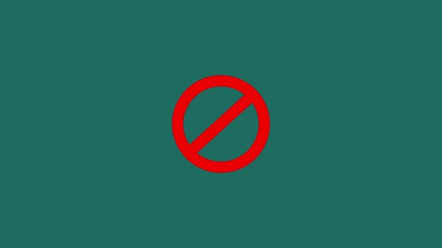 Red Prohibition Sign on Teal Background forbidden not allowed