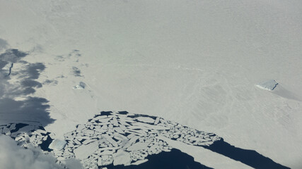 Big ice sheet floating on the Antarctic ocean.