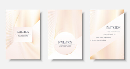 Set golden luxury invitation white Template card, Premium geometric  gold line frame typography design, Elegant background for advertising, wedding, gala, grand opening, invitation, layout 